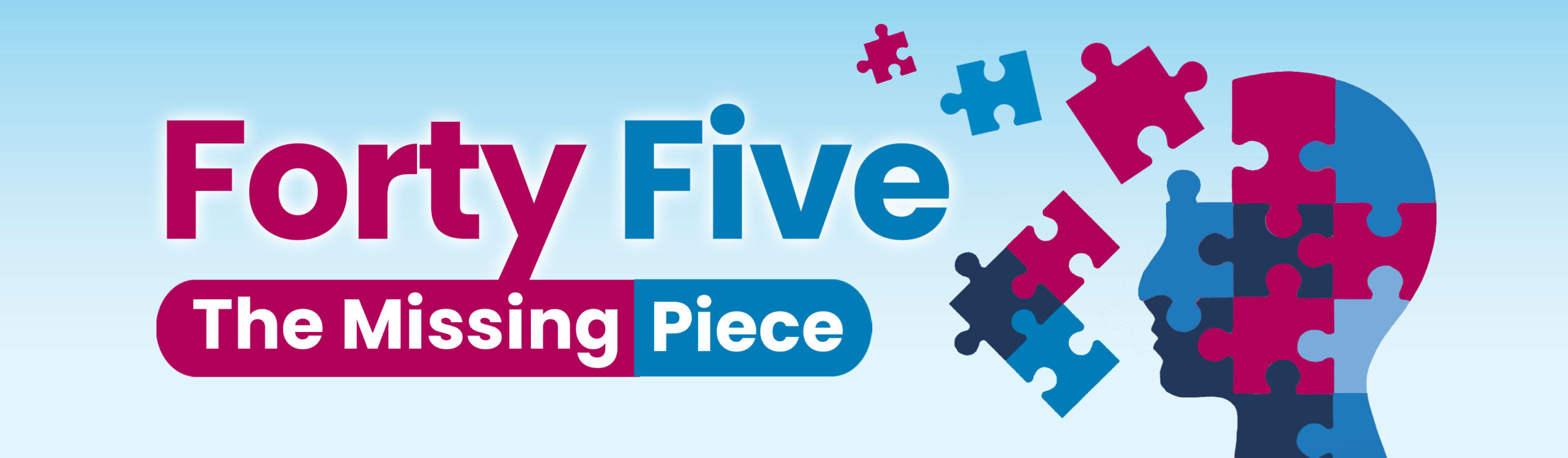 The Missing Piece" logo showcasing the number forty-five with a sleek and contemporary style.